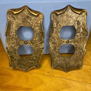 2 Outlet Covers, Salvaged, Retro Hardware, Vintage, Metal Switch Covers